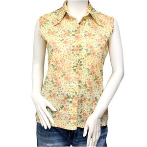 Vintage | Floral Sleeveless Button Up Top by KMart